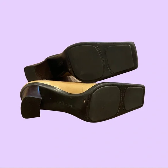 Nine West 90s Style Tan / Camel Color Square Toe Block High Heel Pump 🔥 - Picture 5 of 5